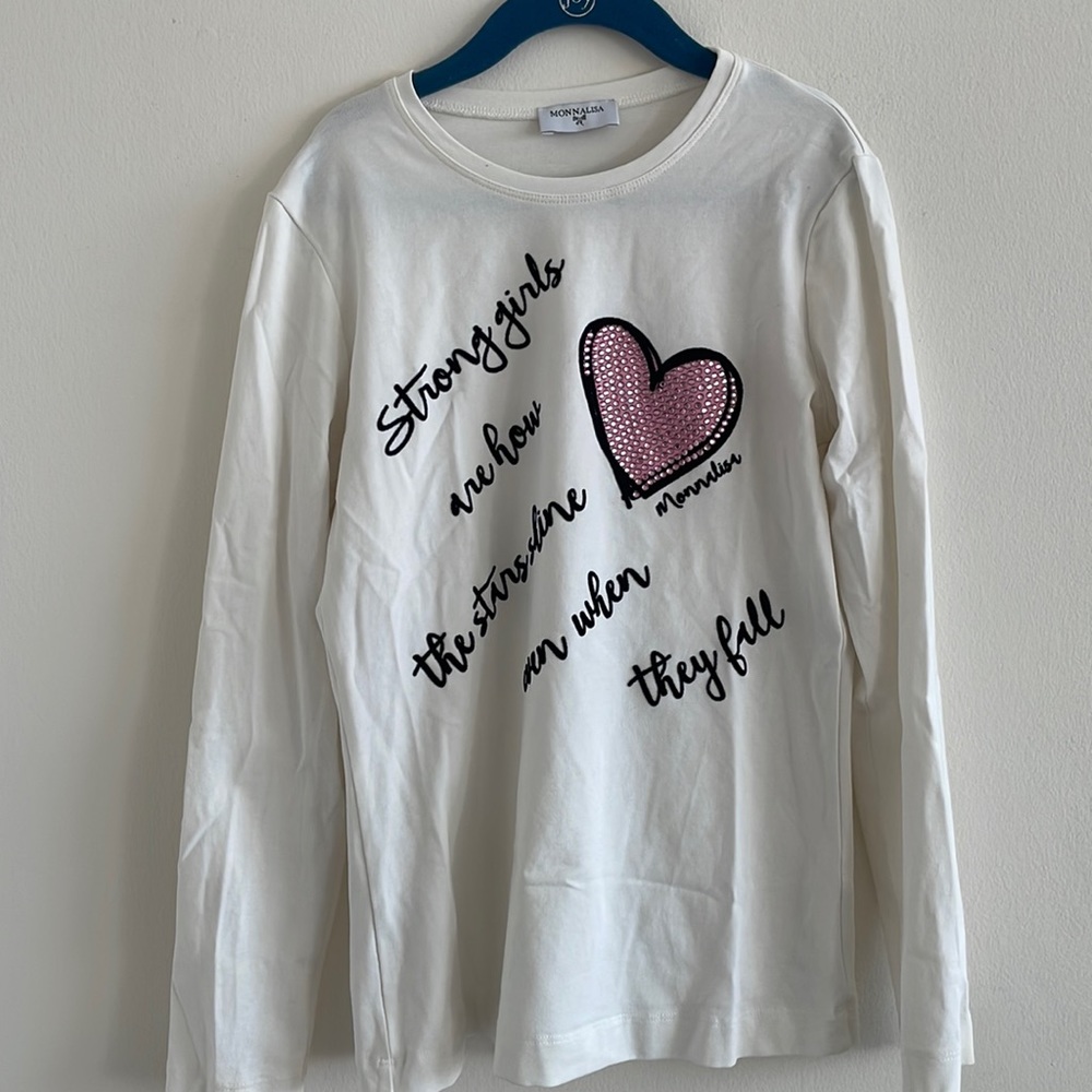 Monnalisa Crystal detailed long sleeve t-shirt.